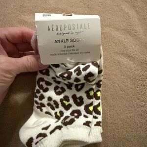 Aeropostale Cream and Brown Leopard Socks